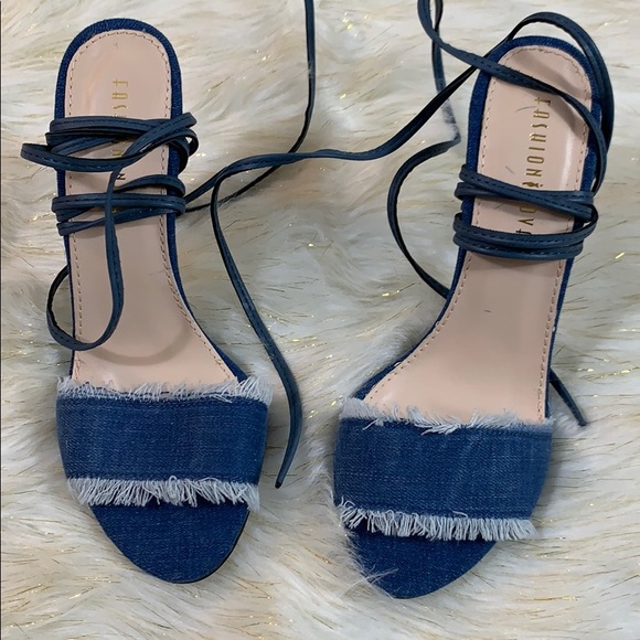 🌻Wrap Around Denim Heels🌻 - Picture 2 of 5
